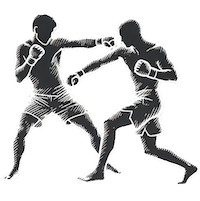 Outline of two men fighting