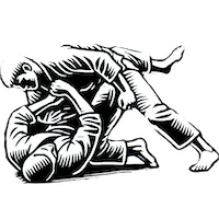 Outline of two men doing jiu-jitsu